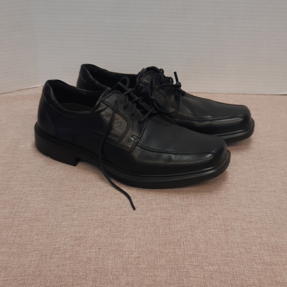 Men's Ecco Black Leather Dress Shoes Size 40 7-7.5
